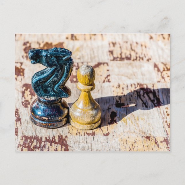 Schach Pawn and Knight - Veteranen Postkarte (Vorderseite)