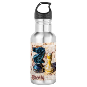 Schach Pawn and Knight - Veteranen Trinkflasche