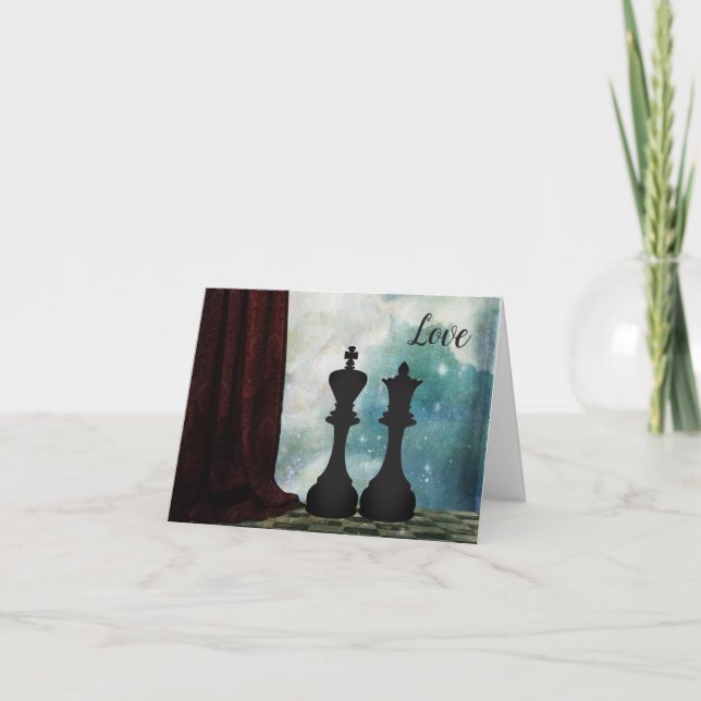 Schach Piece King und Queen Liebe Paare Karte (Vorderseite)