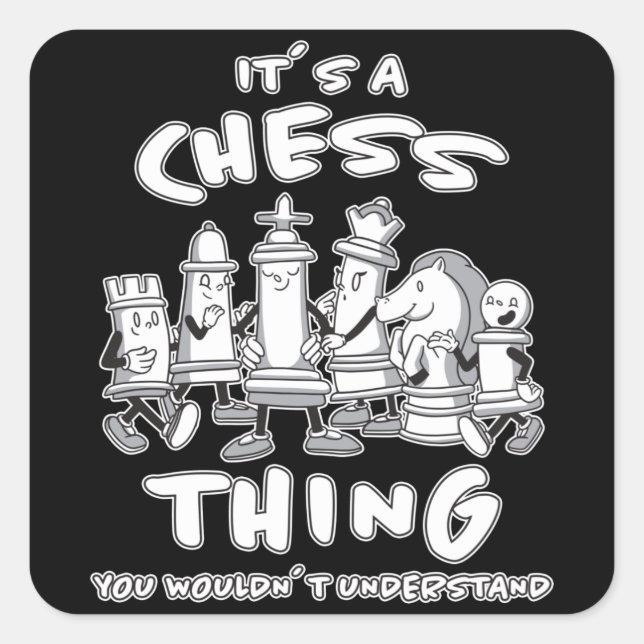 Schach-Piece Schach-Player Schachspiel Geschenk Quadratischer Aufkleber (Vorderseite)