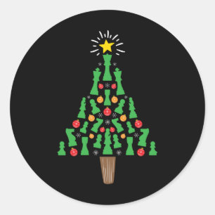 Schach-Piece Weihnachtsbaum Runder Aufkleber
