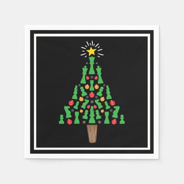 Schach-Piece Weihnachtsbaum Serviette (Vorderseite)