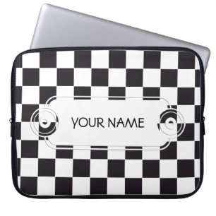 Schach-Quadrat-Muster - schwarz + Ihr Hintergrund Laptopschutzhülle