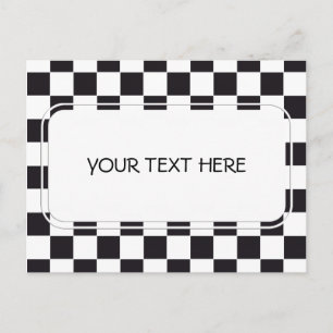 Schach-Quadrat-Muster - schwarz + Ihr Hintergrund Postkarte