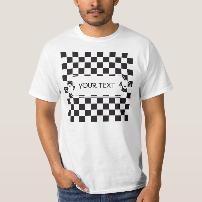 Schach-Quadrat-Muster - schwarz + Ihr Hintergrund T-Shirt (Vorderseite)