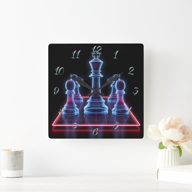 Schach Quadratische Wanduhr (Zuhause)