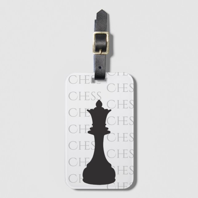 Schach Queen Classic Piece Modernes Schwarz, Weiß Gepäckanhänger (Vorderseite Vertikal)