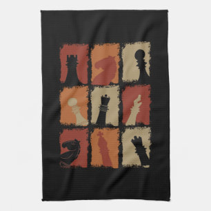 Schach - Retro-Schachfiguren Geschirrtuch
