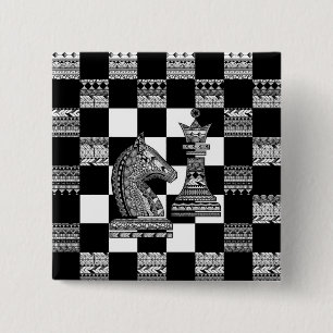 Schach Ritter und Königin - Zen Kunst Button