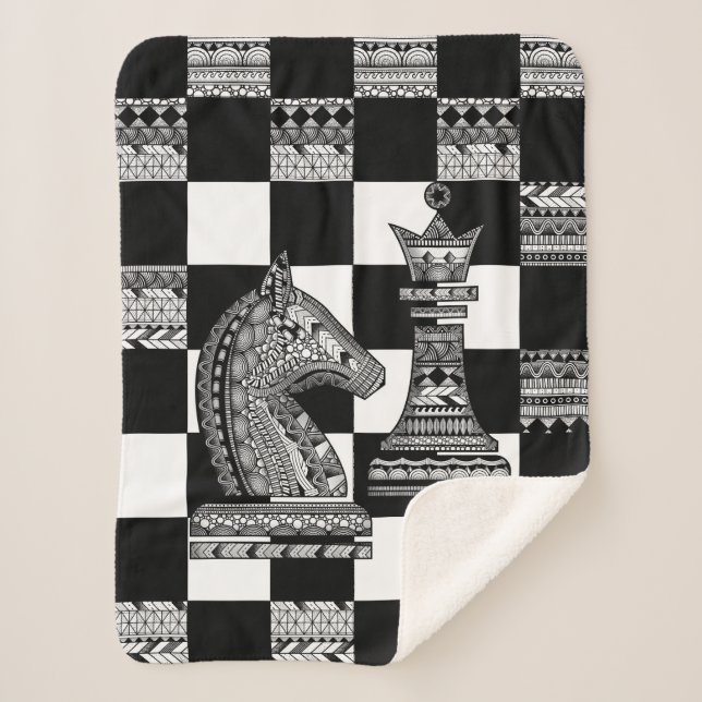Schach Ritter und Königin - Zen Kunst Sherpadecke (Vorderseite)