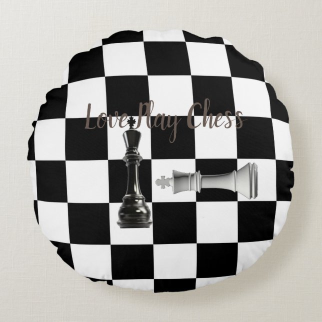 Schach Rundes Kissen (Vorderseite)