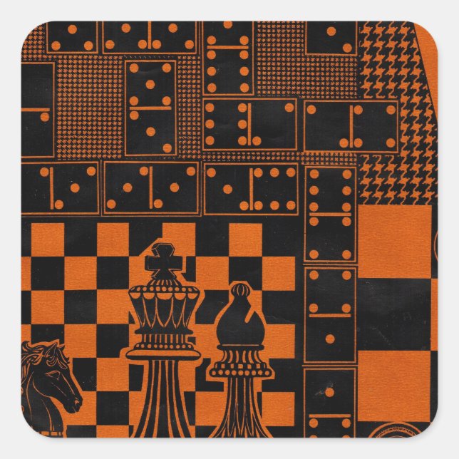 Schach-Schachbretter dominieren Quadratischer Aufkleber (Vorderseite)