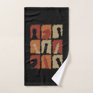 Schach - Schachfiguren Retro Handtuch
