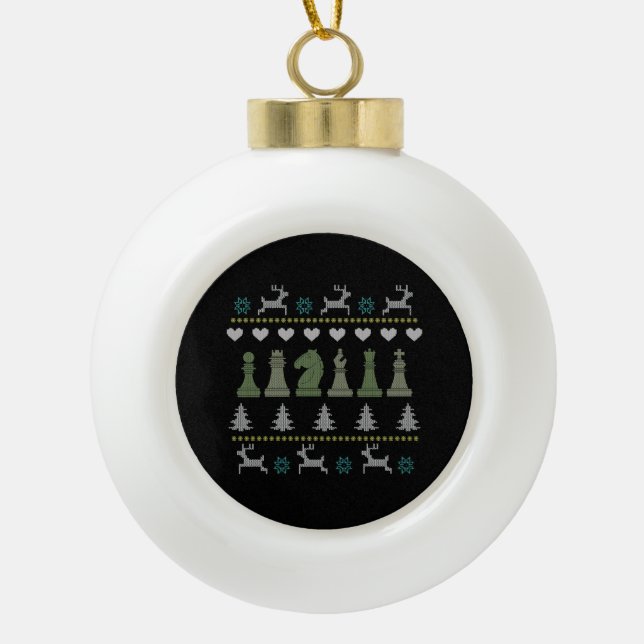 Schach - Schachpartituren Ugg Weihnachten Keramik Kugel-Ornament (Vorderseite)