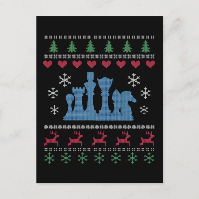 Schach - Schachpartituren Ugg Weihnachten Postkarte (Vorderseite)