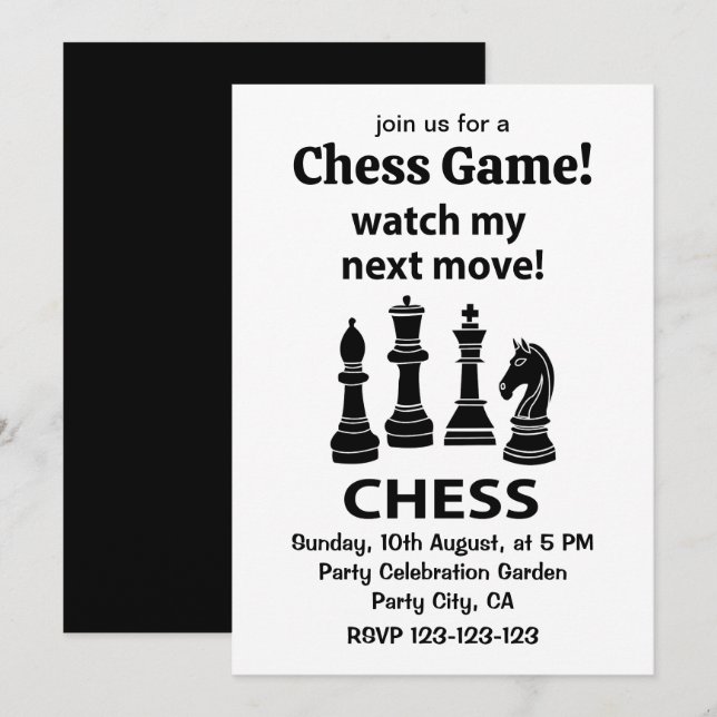 Schach schaut auf meinen nächsten Schachzug Einladung (Vorne/Hinten)