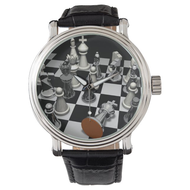 Schach-Schlüsselanhänger Armbanduhr (Vorderseite)