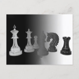 Schach Schwarz und Weiße Teile Wasserfarben Bretts Postkarte