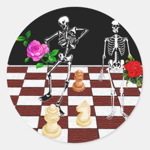 Schach-Skelette Runder Aufkleber