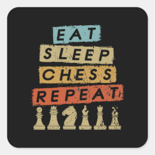 Schach - Sleep Schach wiederholen Quadratischer Aufkleber