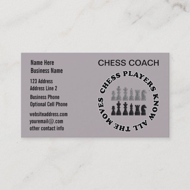 Schach-Spiel bessert | Schach-Trainer aus Visitenkarte (Vorderseite)