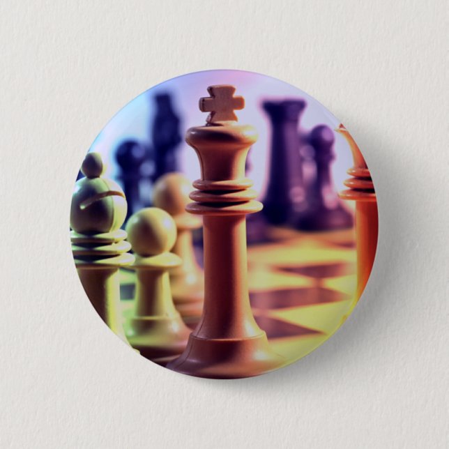 Schach-Spiel-Knopf Button (Vorderseite)