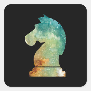 Schach Spieler Pferd Ritter Schach Lover Geschenk Quadratischer Aufkleber