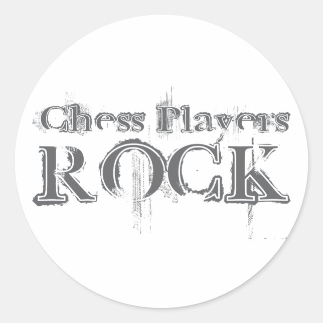Schach-Spieler-Rock Runder Aufkleber (Vorderseite)