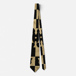 Schach-Stück-Muster - Schwarzes und Gold Krawatte