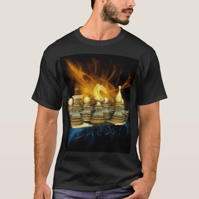 Schach-T-Shirt mit Ritter und Blitzen T-Shirt (Vorderseite)