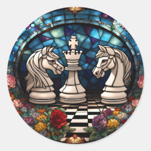 Schach-Tanzritter Runder Aufkleber