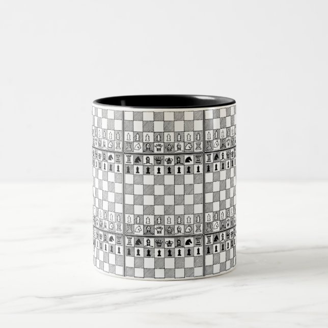 Schach-Thema-Tasse Zweifarbige Tasse (Mittel)