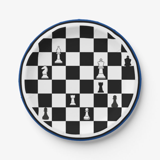 Schach Theme Paper Teller - Elegantes Schachbrett (Vorderseite)