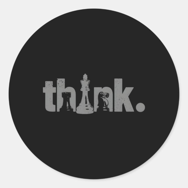 Schach Think Schach Master Club Schach Player Runder Aufkleber (Vorderseite)