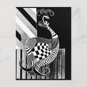 Schach- und Bow-NIGHT-Pfauenillustrierung Postkarte