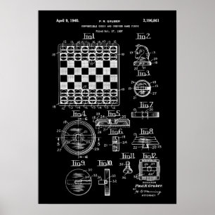 Schach- und Dame-Spiel-Patent Poster