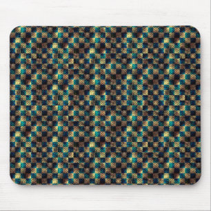 Schach und Kratzeffekt, blau und gelb Mousepad