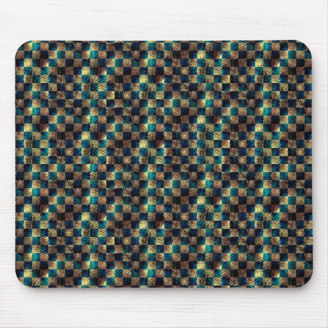 Schach und Kratzeffekt, blau und gelb Mousepad (Vorne)