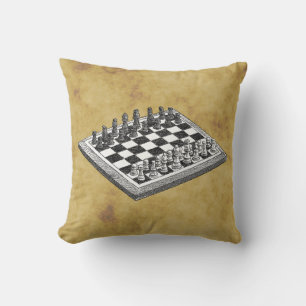 Schach und Schachbrett Vintage WBG gestört Kissen
