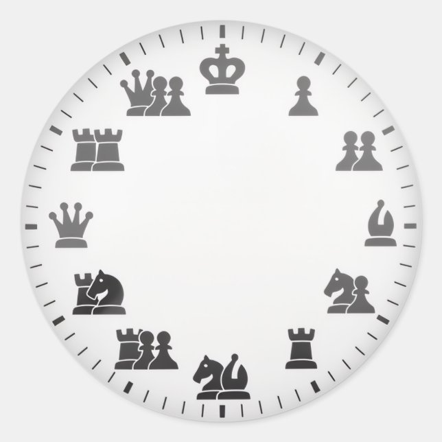 Schach-Wand-Uhr Runder Aufkleber (Vorderseite)