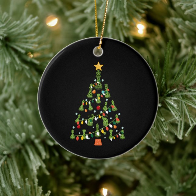 Schach Weihnachtsbaum - Königin Knight Rook Keramik Ornament (Baum)