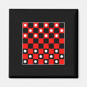 Schachbrett Board Games Black and Red Hal Magnet