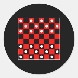 Schachbrett Brettspiele Schwarz Und Rot Hal Runder Aufkleber