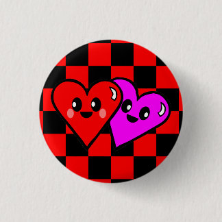 SCHACHBRETT-BUTTON KAWAII HERZENvalentines TAGES Button