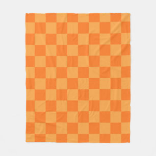 Schachbrett-Design für Licht und Dunkel-Orange Fleecedecke