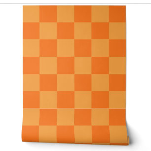 Schachbrett-Design für Licht und Dunkel-Orange Tapete