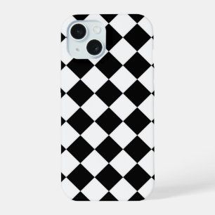 Schachbrett-Design mit Schwarz-Weiß-Schachbrettmus iPhone 15 Hülle