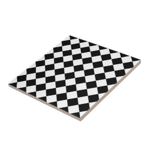 Schachbrett-Flagge in Schwarz-Weiß Design Fliese