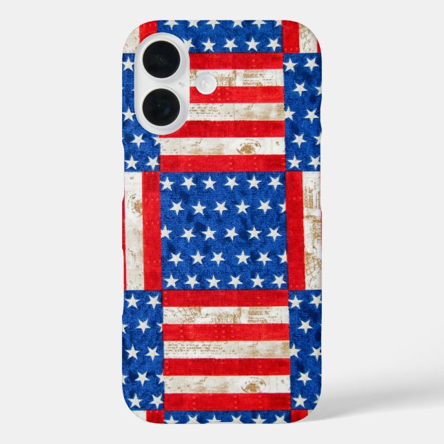 Schachbrett-Flagge iPhone 16 Hülle (Rückseite)