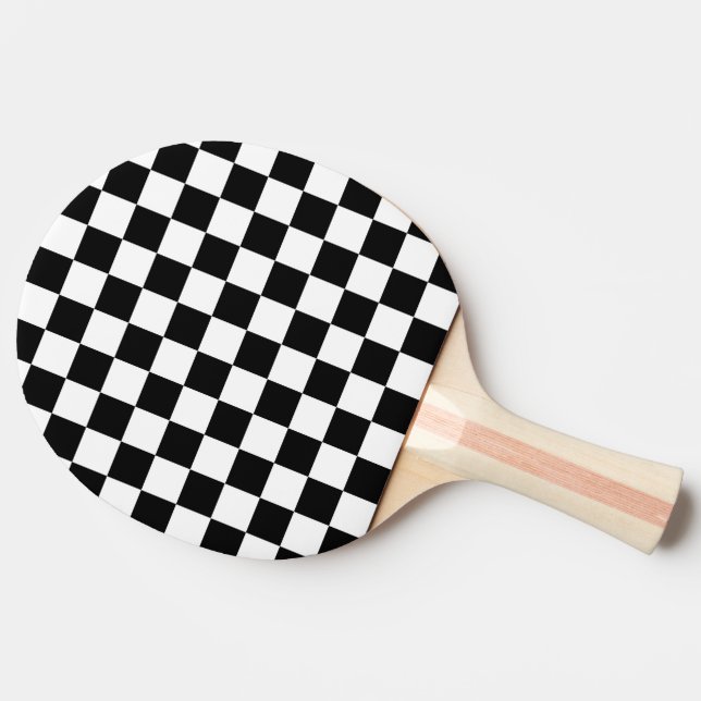 Schachbrett-Flagge Tischtennis Schläger (Seitenansicht)